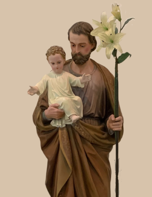 Saint Joseph holding the Divine Child and the lily in bloom