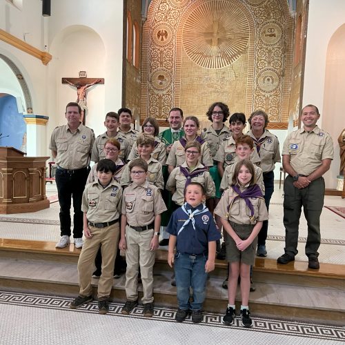 Diocesan Scouts group inside the Oratory of the Holy Family